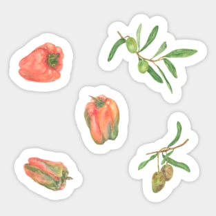 Pepper and Olives Set Sticker